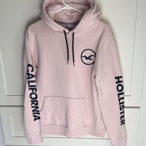 Hollister Light Pink Hoodie with Black Accents